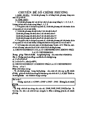 Toán học 6 - Chuyên đề Số chính phương